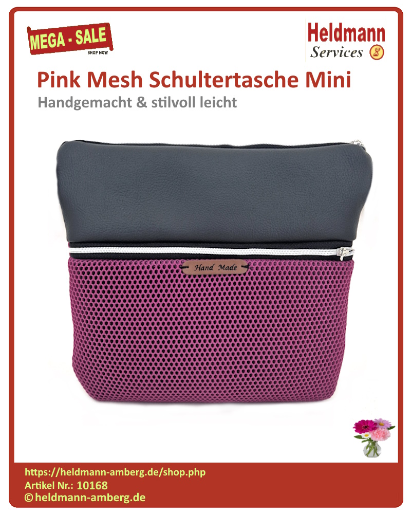 10168 Pink Mesh Schultertasche Mini Vorderseite